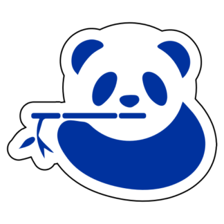 Panda Eating Bamboo Sticker (Blue)